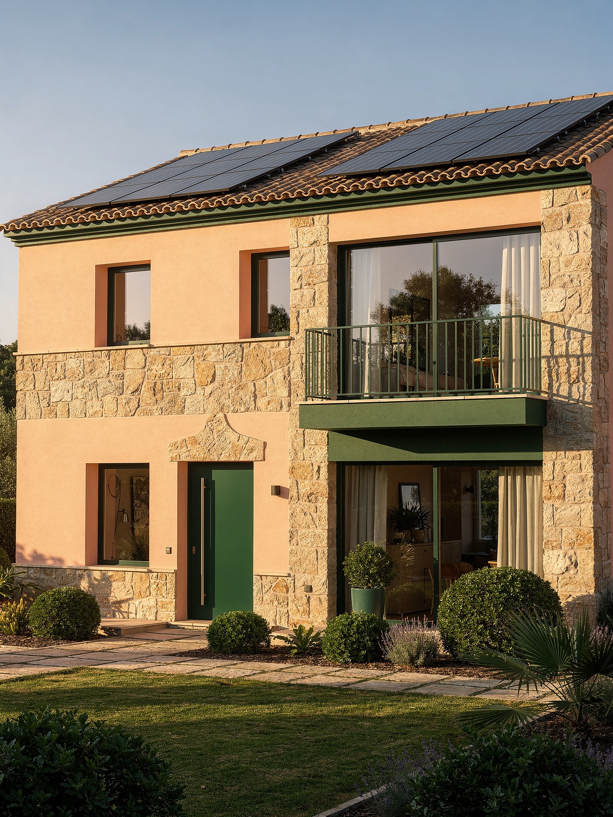 Casa con paneles solares
